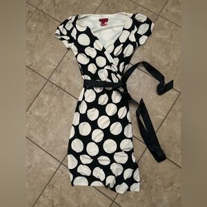 RETRO POLKA DOT WRAP MINI DRESS